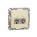 Double DATA Outlet CAT 6A STP. Sedna Design & Elements. RJ45. Wood brich