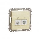 Double Telephone socket. Sedna Design & Elements. RJ11. Wood birch
