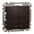 Sedna Design & Elements. 2-circuits switch 10AX Blue Loc LED. professional. wood wenge