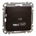 USB charger A+C. Sedna Design & Elements. 2.4A. wood wenge