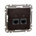 Double DATA Outlet CAT 5E UTP. Sedna Design & Elements. RJ45. Wood wenge