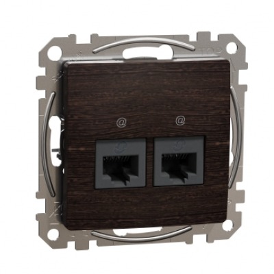 Double DATA Outlet CAT 5E UTP. Sedna Design & Elements. RJ45. Wood wenge