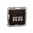 Double DATA Outlet CAT 6 STP. Sedna Design & Elements. RJ45. Wood wenge