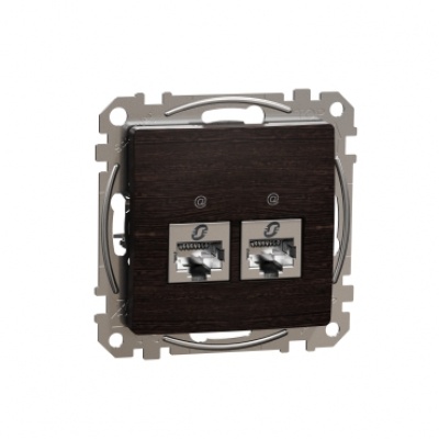 Double DATA Outlet CAT 6 STP. Sedna Design & Elements. RJ45. Wood wenge