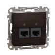 Double DATA Outlet CAT 6A UTP. Sedna Design & Elements. RJ45. Wood wenge