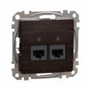 Double DATA Outlet CAT 6A UTP. Sedna Design & Elements. RJ45. Wood wenge