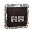 Double DATA Outlet CAT 6A STP. Sedna Design & Elements. RJ45. Wood wenge