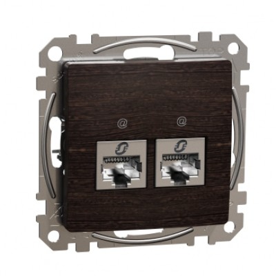 Double DATA Outlet CAT 6A STP. Sedna Design & Elements. RJ45. Wood wenge