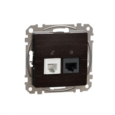 DATA CAT 6 UTP + Telephone outlet. Sedna Design & Elements. Wood Wenge