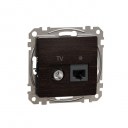Data + TV sockets. Sedna Design & Elements. RJ45 CAT6 UTP. Wood wenge