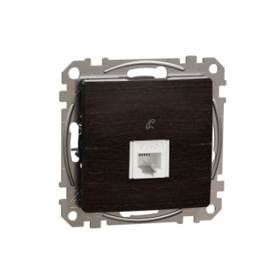 Telephone socket. Sedna Design & Elements. RJ11. Wood wenge