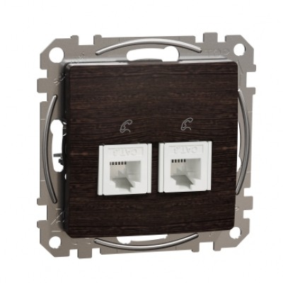 Double Telephone socket. Sedna Design & Elements. RJ11. Wood wenge