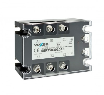 Solid state relay 3NO, 10A, 80-250VAC