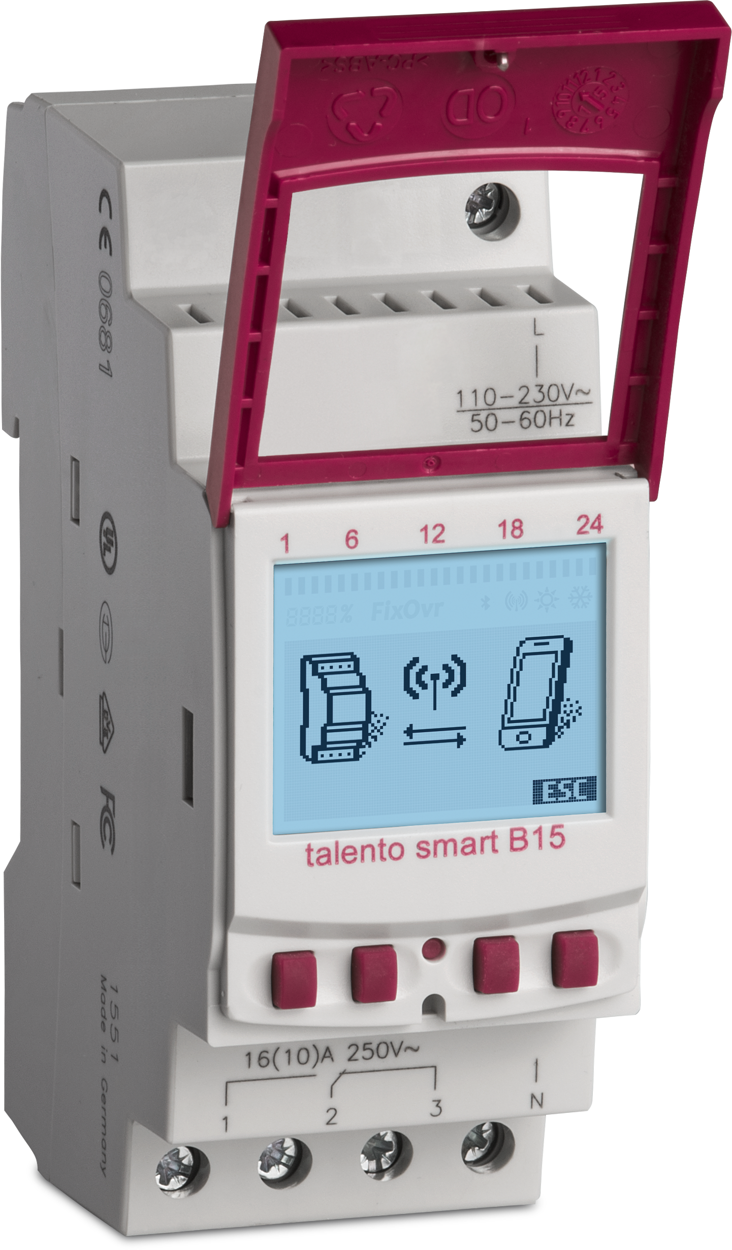 TALENTO SMART B15 relejs, bluetooth, 1 kanāls, 100 atmiņas vietas, 16A, 110/230V AC Funkcijas: Ieslēgt/izslēgt