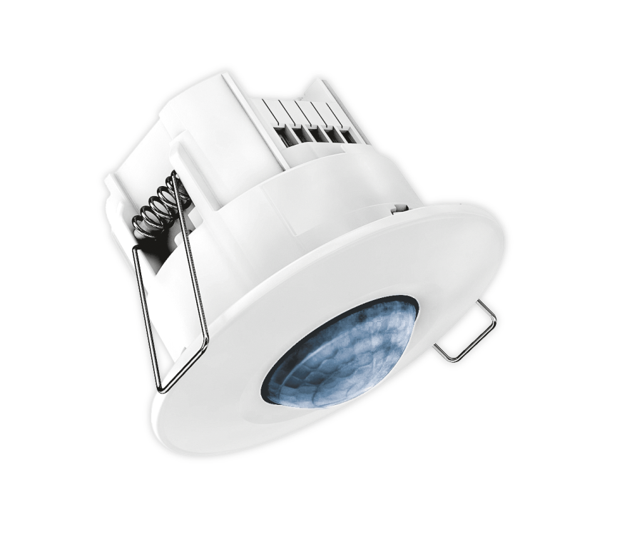 Presence detector, 1 channel, 8m range, 360° angle of detection, recessed ceiling, 2-wire, master function, remote controllable