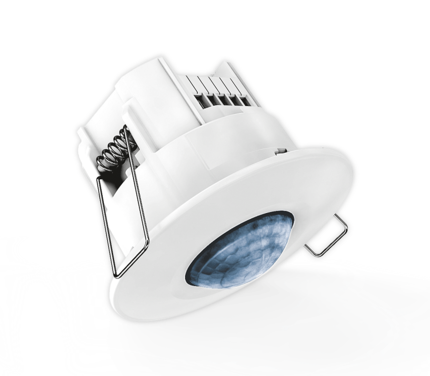 Presence detector, 1 channel, 8m range, 360° angle of detection, recessed ceiling, 2-wire, slave function