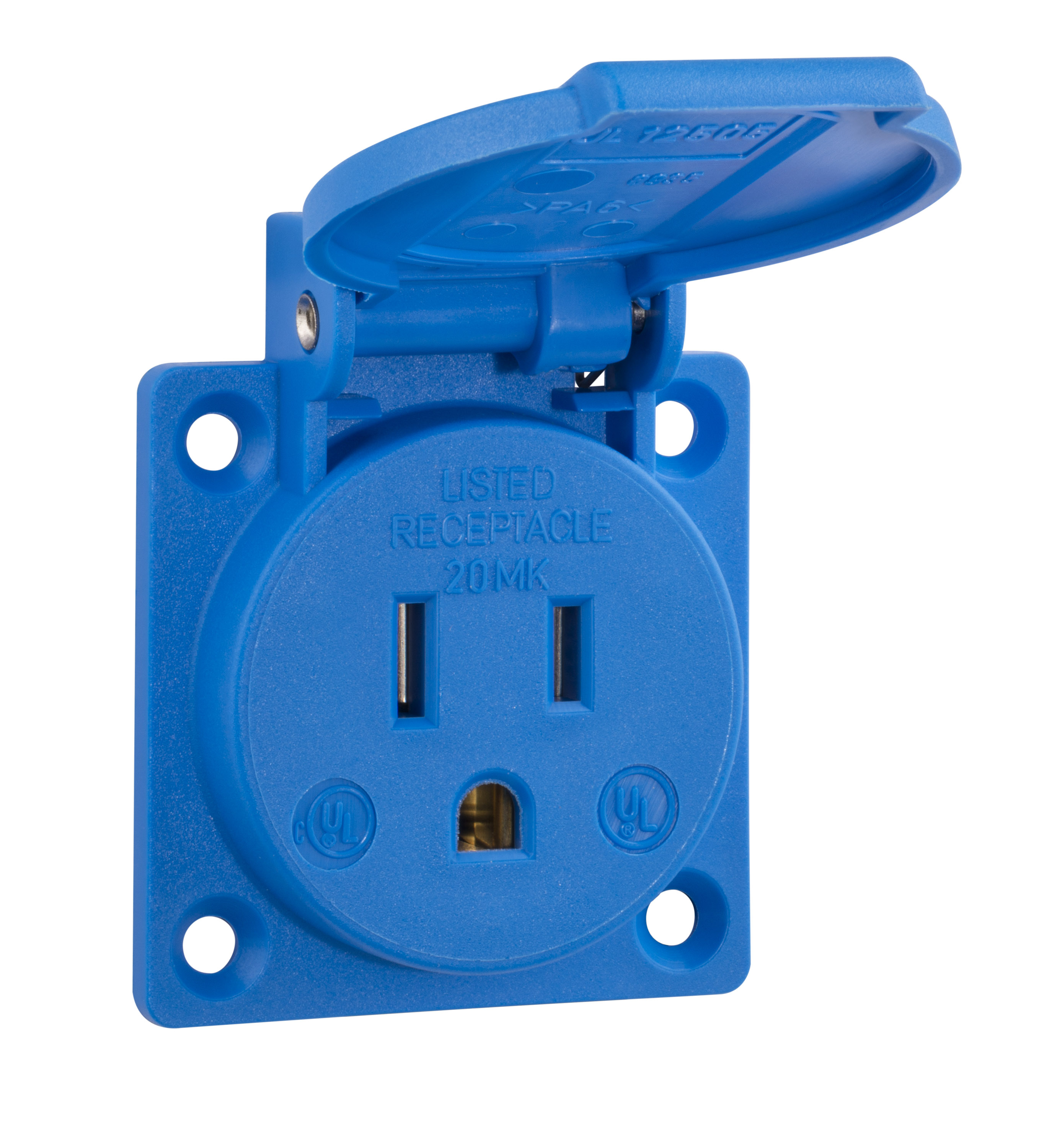 Built-in socket outlet, USA / Canada standards, blue, 125 V/15 A