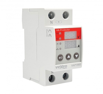 Digital overvoltage and overcurrent protection relay 1CO 63A AC230V VAP1N63