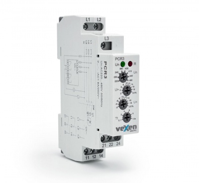 PCR3 Trīsfāžu sprieguma kontroles relejs 3L 1CO 10A AC230V