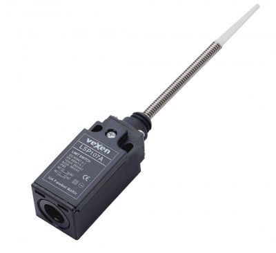 LSP107A gala slēdzis 1NO/1NC plastmasas korpusā IP65 ar atsperes stieņa sviru un plastmasas uzgali