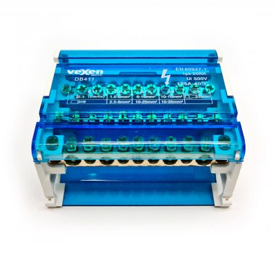 DB411 Sadales spailu bloks DIN 4x11, 125A/500V