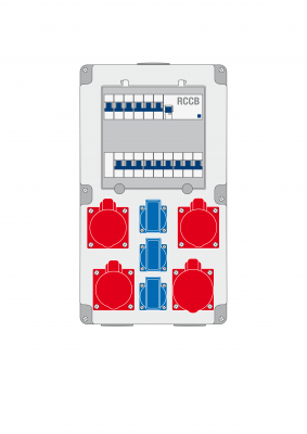 Socket outlet combination, pre-wired ready for connecting, IP44